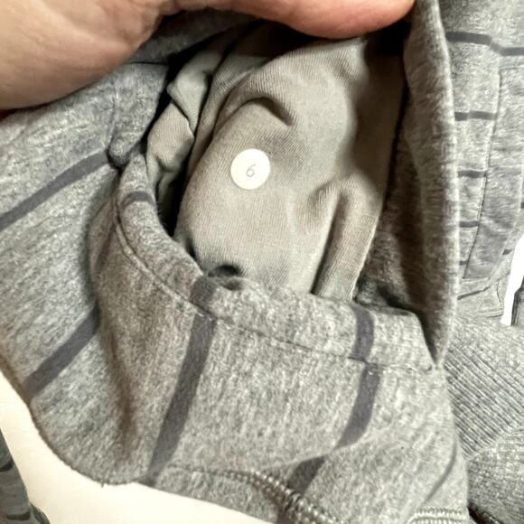 Lululemon Rollin With My Omies Hoodie Gray Stripe Full Zip Jacket Women's Size 6 - Picture 3 of 4